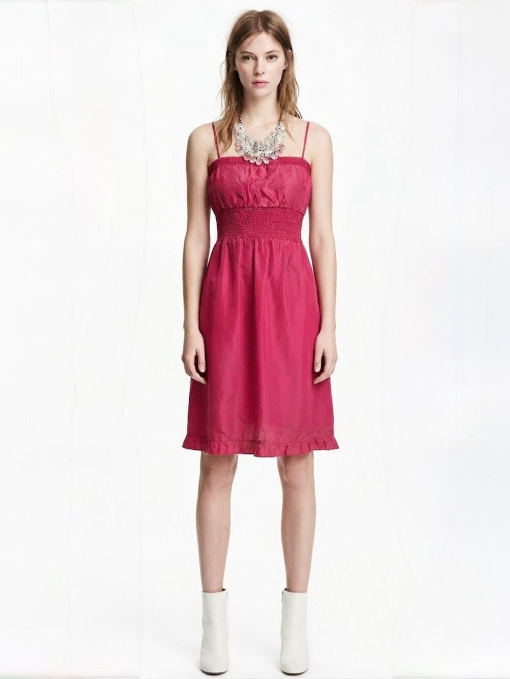 Maeve from Anthropologie Removable Strap Strapless Smocked Silk Dress Women’s Si